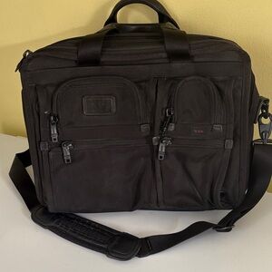 Tumi Black Ballistic Nylon Padded Laptop Travel Crossbody Briefcase Messenger